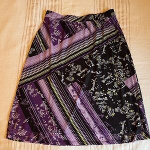 Christopher & Banks Purple and Black A-Line Skirt